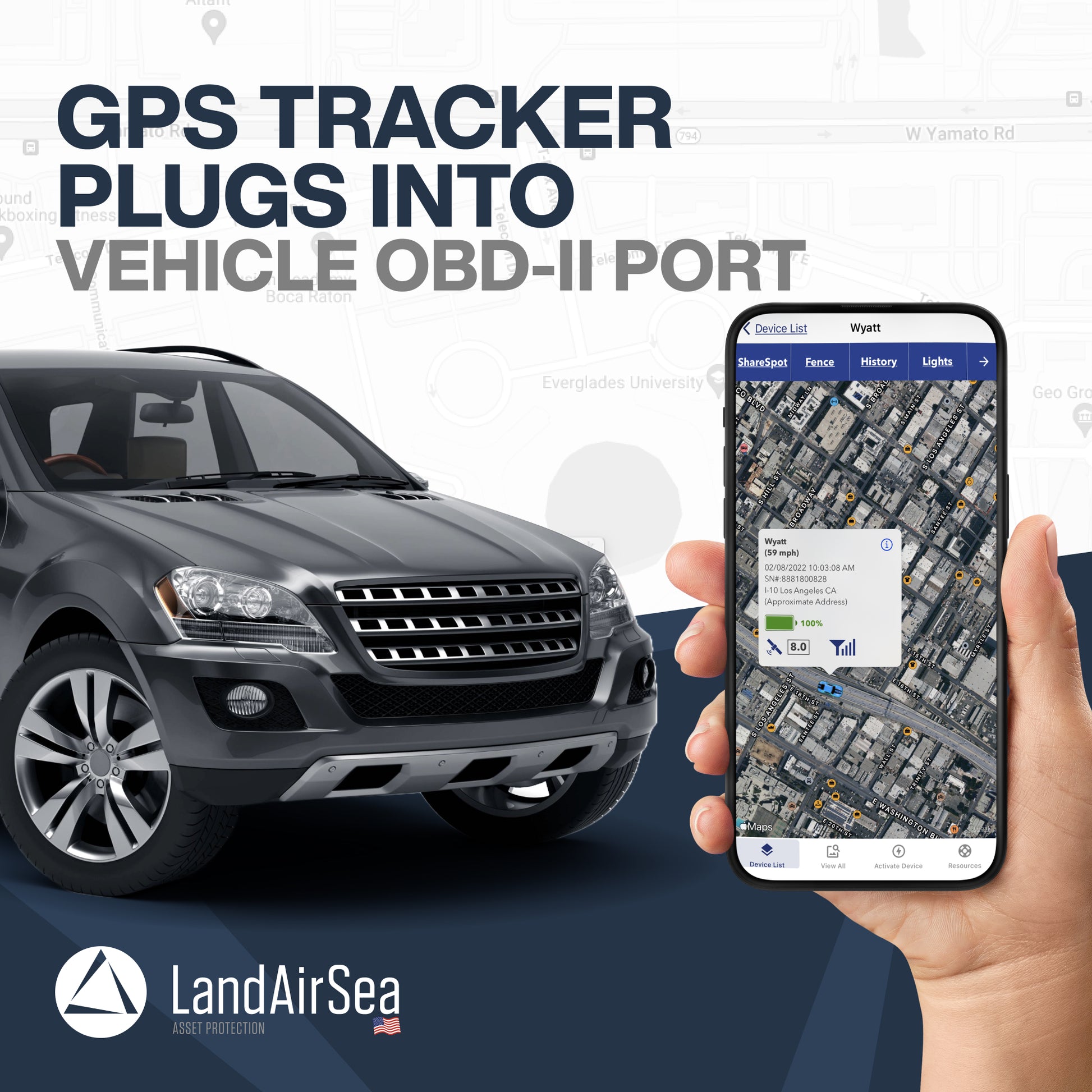 GPS Tracker Plugs into Vehicle OBD-II PORT