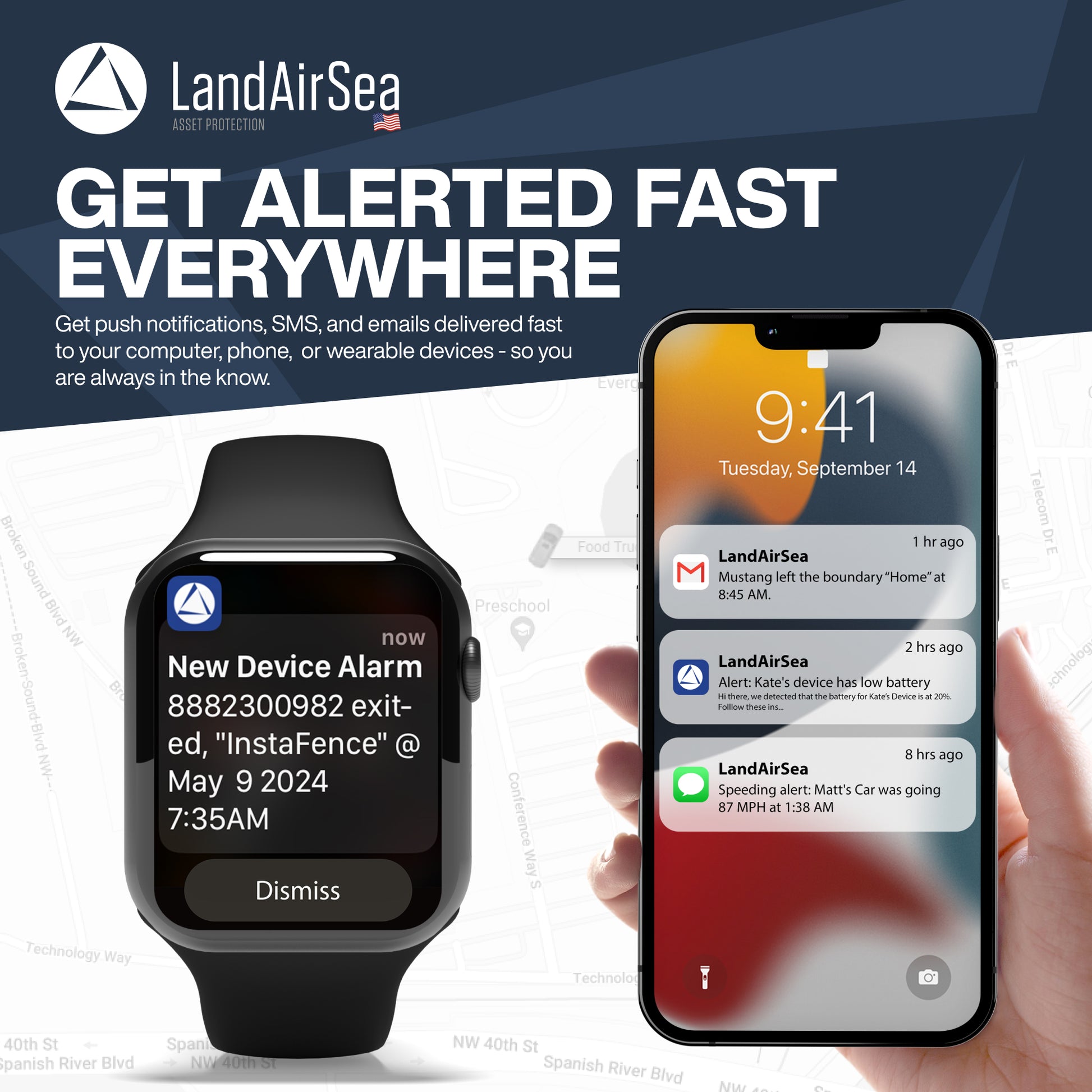 Get push notifications, SMS, and emails - LandAirSea 